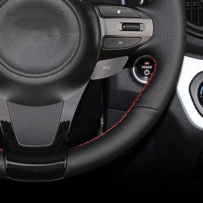 Car Steering Wheel Cover Black Artificial Leather Braid For Kia Rio K2 KX CROSS Picanto 2017 2018 Morning 2017 Car Accessories