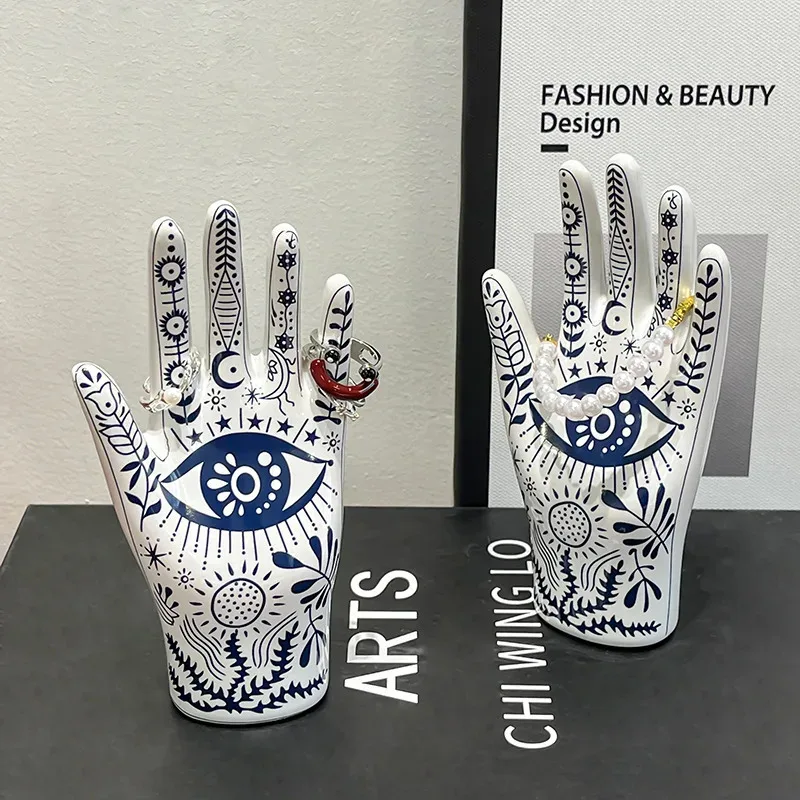 

Ceramic Sculpture Hand Shaped Ring Holder Jewelry Tree Display