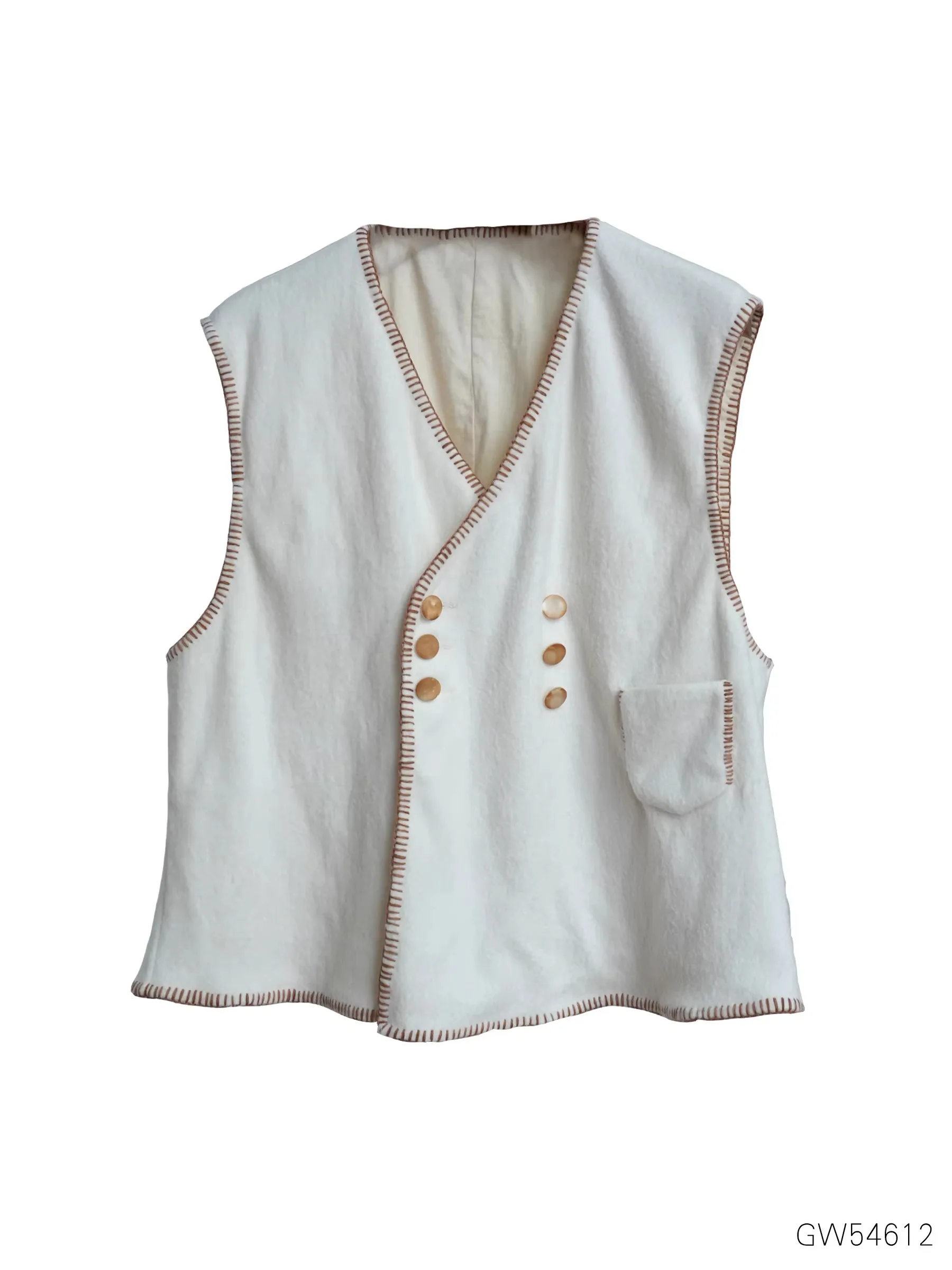 

Hand Sewn Double Layered Silk Blend Cotton Lnate Vest by Pengpeng Home GW52 Women's Neutral Sle Outerwear with Double...