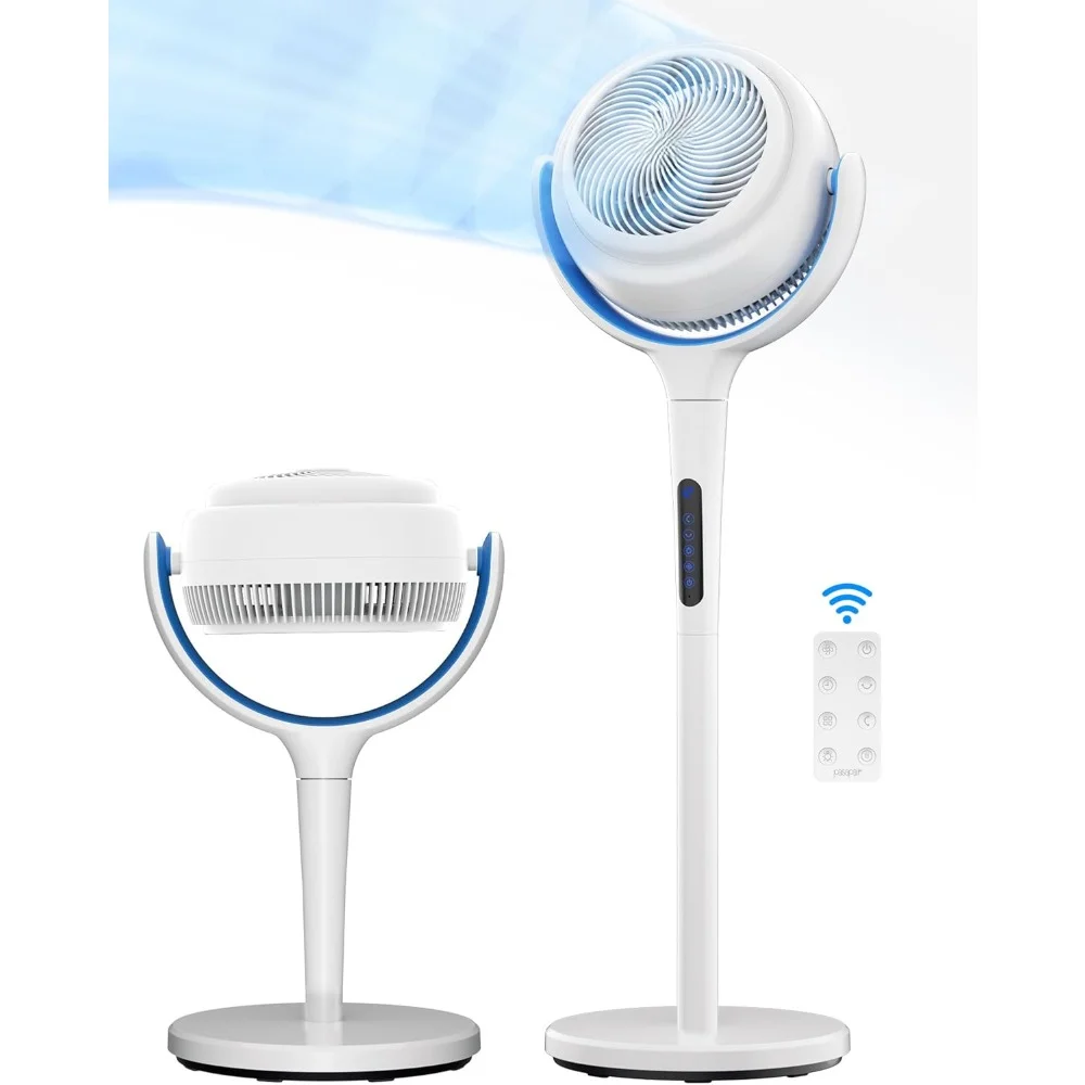 

HAOYUNMA Pedestal Fan with Light, 12 Speeds Portable Oscillating Fan for Bedroom Adjustable Height, Smart Floor Fans With
