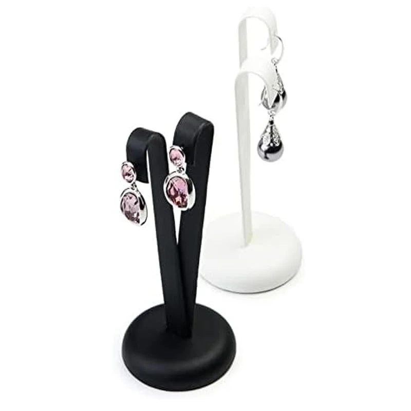 

V-образная подставка для сережек из искусственной кожи, креативный держатель для ювелирных изделий для витрины бутикового розничного магазина, черный, белый цвет, современный дизайн