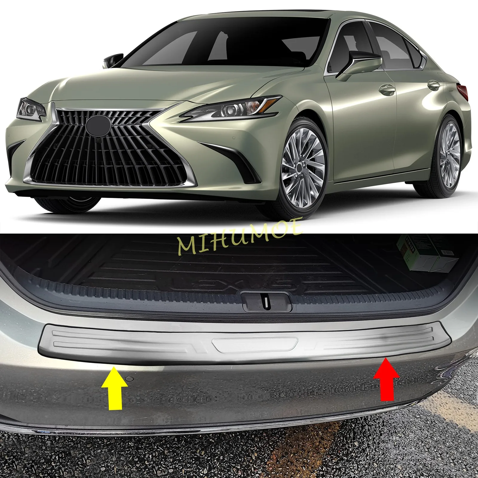 

For Lexus ES 250 300h 350 2019-2025 Rear Trunk Bumper Cover Trim Tailgate Door Sill Protector Guard Plate Stainless Steel