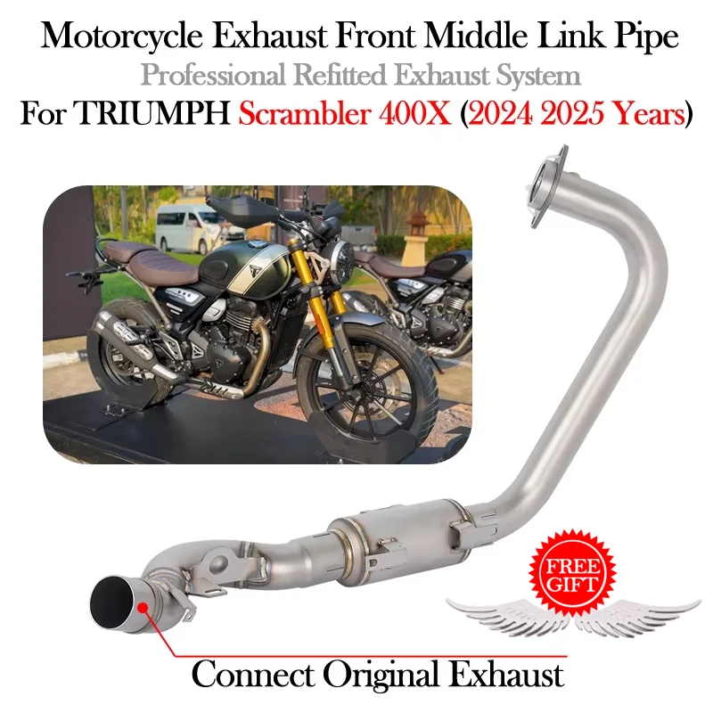 

Надеваемая система побега Motoryccle Ehxaust, оригинальный глушитель, модифицированная передняя соединительная труба для TRIUMPH Scrambler 400X 2024 2025