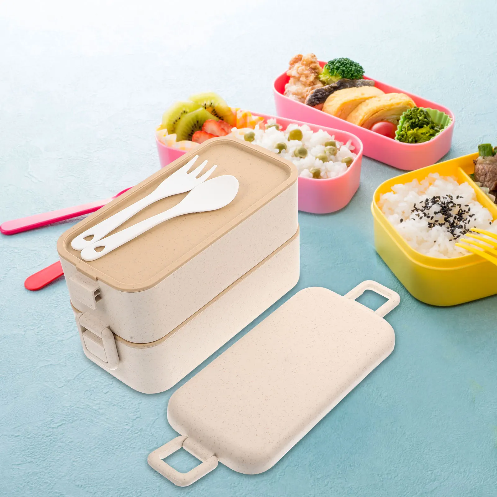 

Lunch Containers Insulated Microwave Safe Food Holder Reusable Straw Container Large Capacity