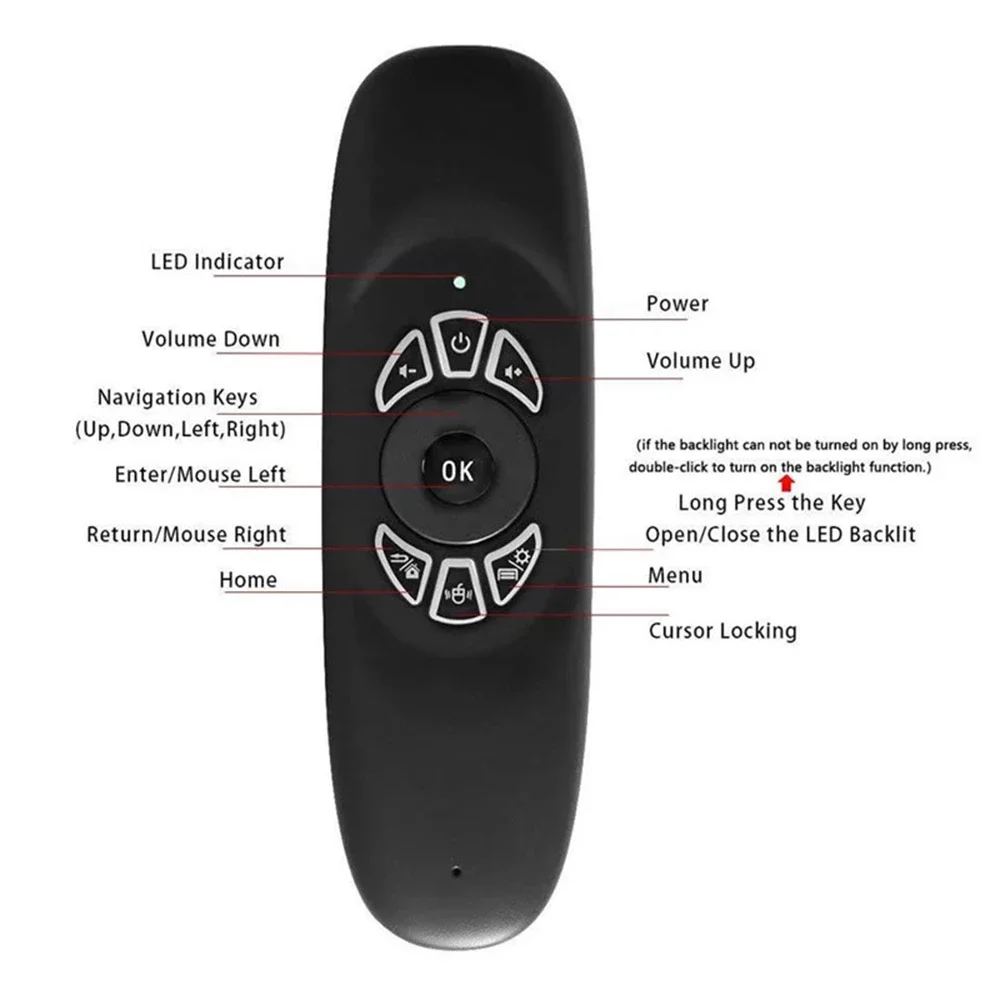 C120 Air Mouse 2.4G RF Remote Control Colorful Light Wireless Keyboard for Android Smart TV Box Projector PC