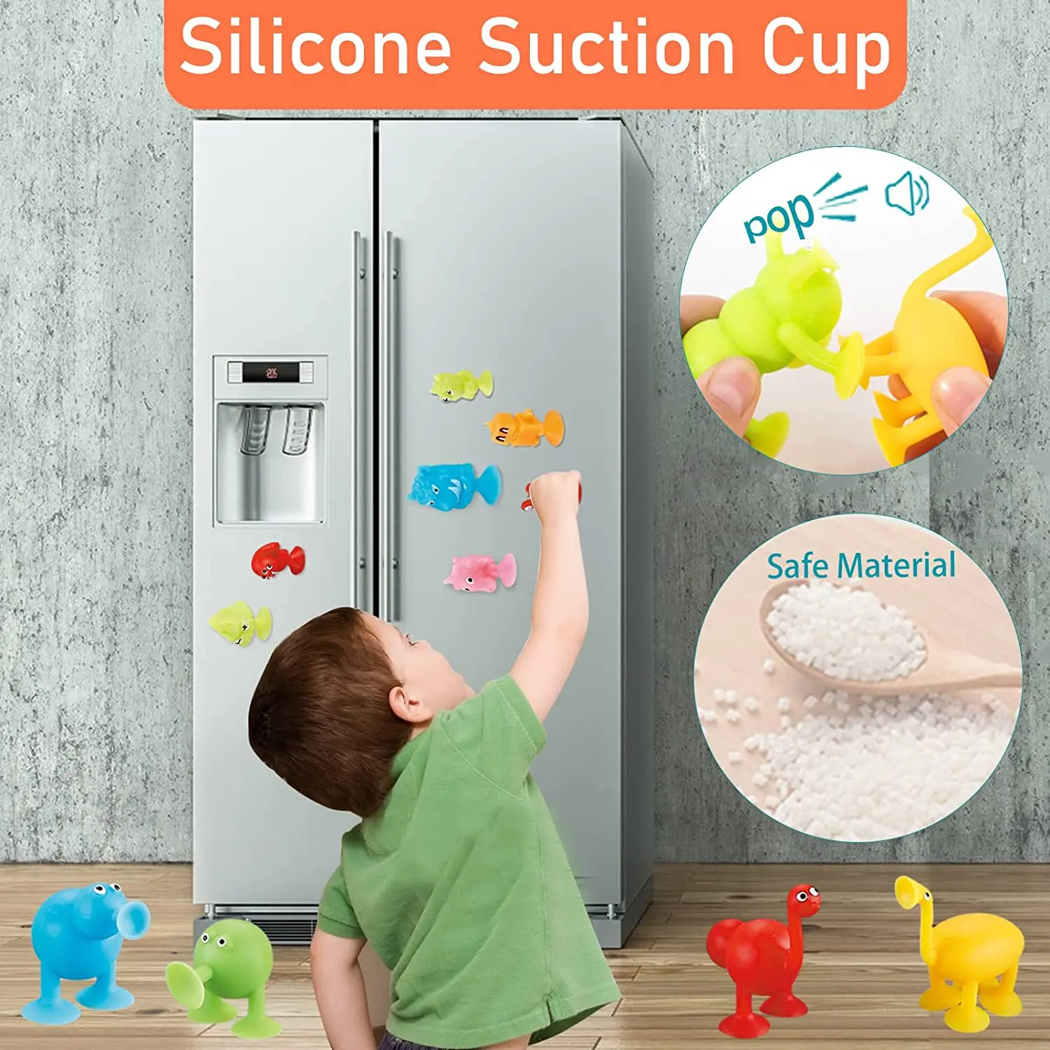 Bloques de construcción de silicona suave para niños, juguete de succión con forma de Animal, liberación del estrés, juego interactivo con ventosa