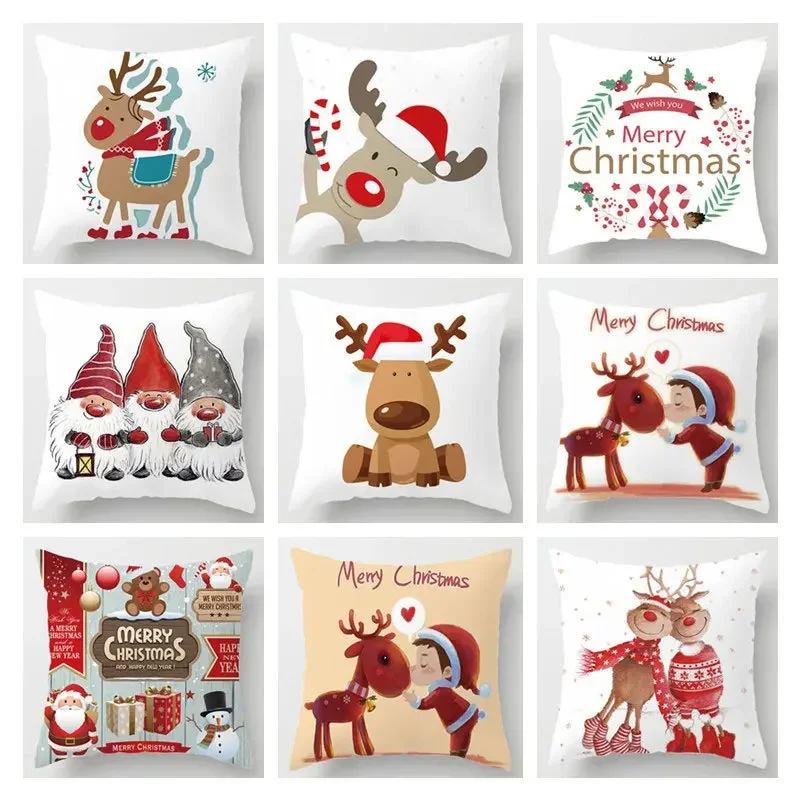 

Christmas Pillow Case Elk Print Home Decoration Sofa Cushion