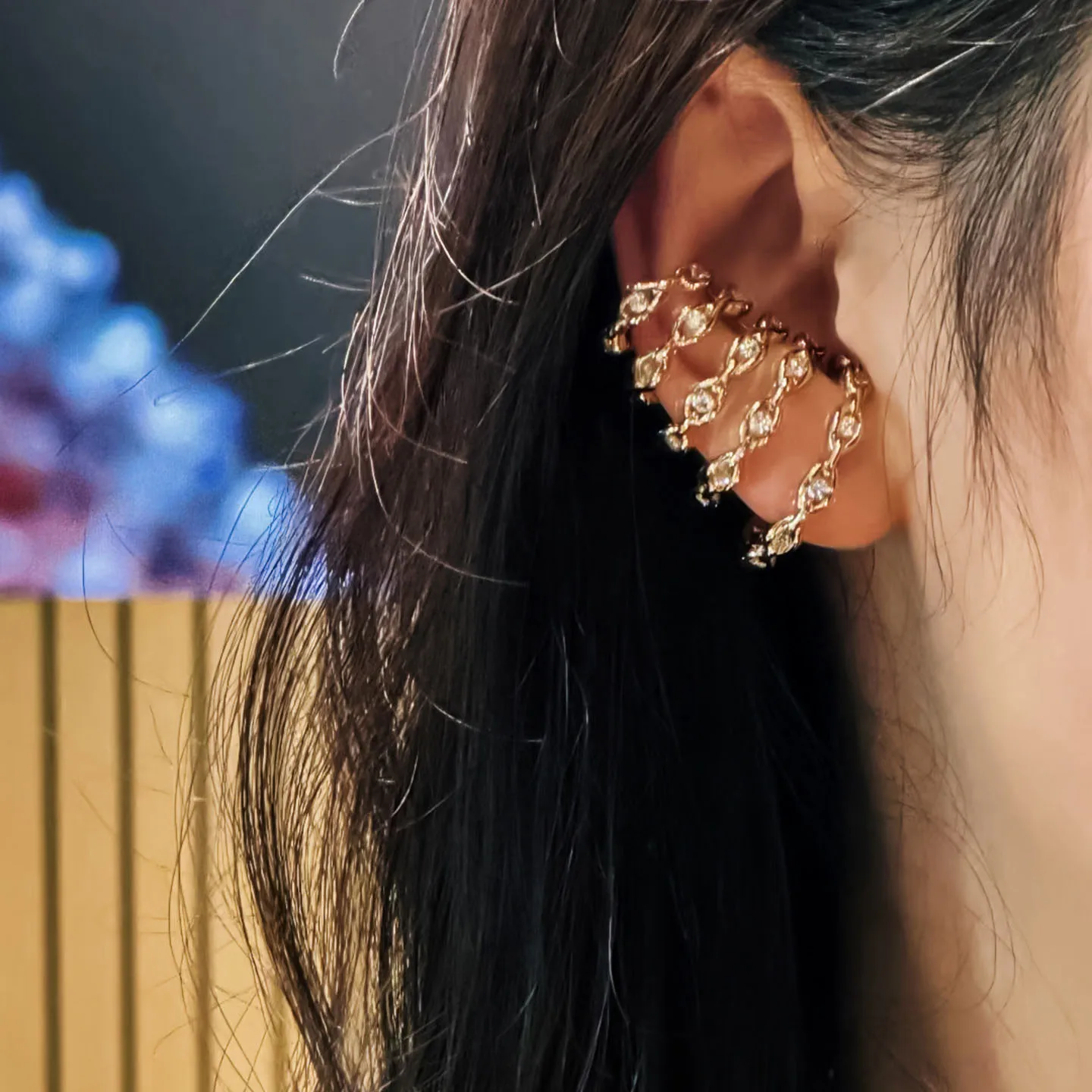 Cz stone layered stackable ear cuff earrings for women clip on earrings non piercing punk simple delicate unique jewelry