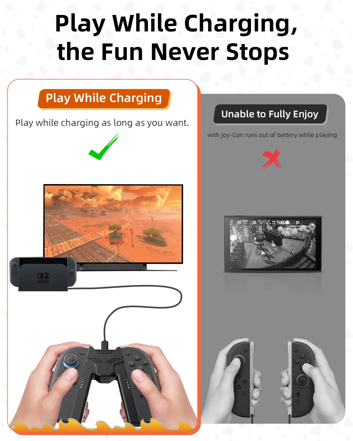 充電グリップブラケットスイッチ 2/1 ジョイコンハンドルゲームコントローラグリップ充電ステーション任天堂スイッチアクセサリー