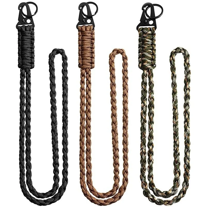 

Сверхмощный тканый брелок из паракорда для мужчин и женщин, ожерелье из паракорда для выживания на открытом воздухе, камера и ремешок для кошелька