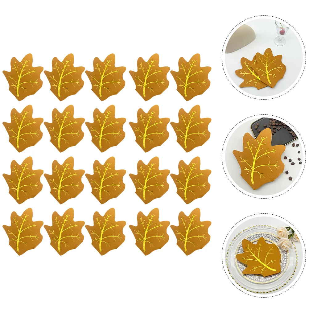 20 Sheets Colorful Maple Leaf Napkins Modeling Autumn Bulk Fall Dinner Paper Portable Printing Banquet