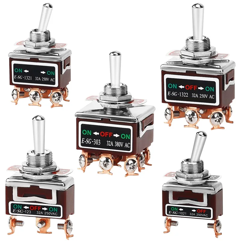 

Self Reset/Self-locking Rocker Switch 2/3/4/6/8/9/12Pin Copper Pin Toggle Switch High Current 32A 250VAC Power Button Switch
