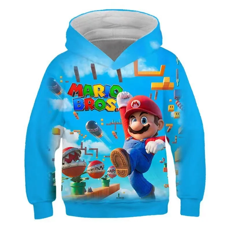 Super Mario Bros. Super Mario Mario Casual Pullover Hooded Sweatshirt Clothes Girls 2024 New autumn children Children\'s clothing