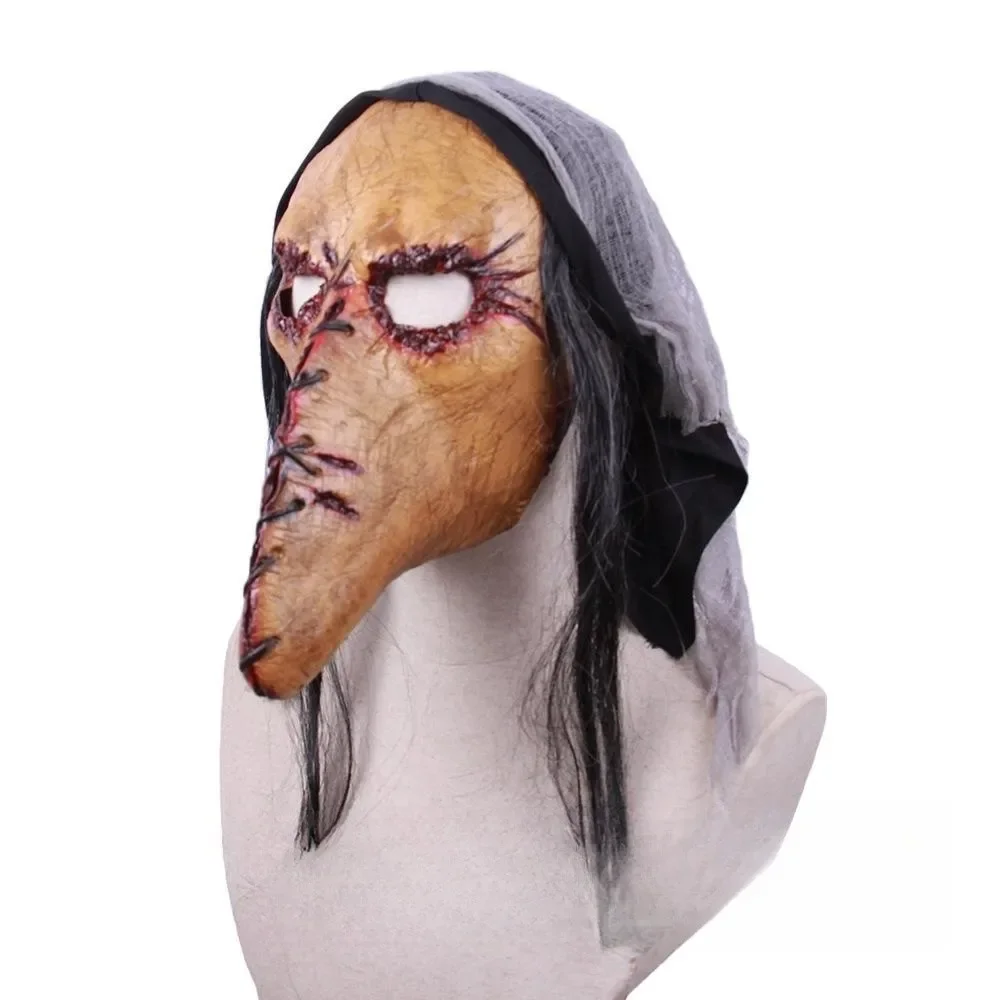 Bloody Stitched Bird Mouth Mask Cosplay Horror Beak Helmet Full Face Latex Headwear Halloween Masquerade Party Costume Prop