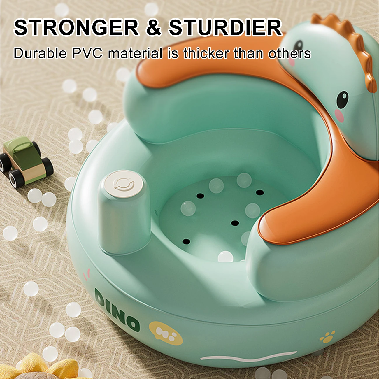 قطعة واحدة من كرسي الأطفال القابل للنفخ مع مضخة هواء مدمجة، يجلسني على الأرض للطفل بعمر 3 أشهر #4