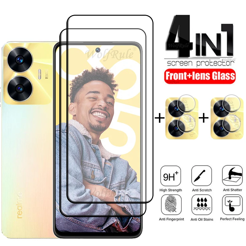 

Full Cover Glass For Realme C55 Glass For OPPO Realme C55 Tempered Glass Full Glue 9H Screen Protector For Realme C55 Lens Glass