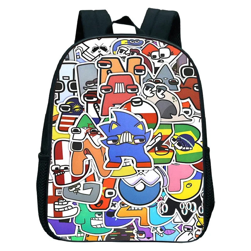 Cartoon Alphabet Lore School Bags para Crianças, Jardim de Infância Mochilas, Pré-Escolar Bookbag, Meninos e Meninas Presente