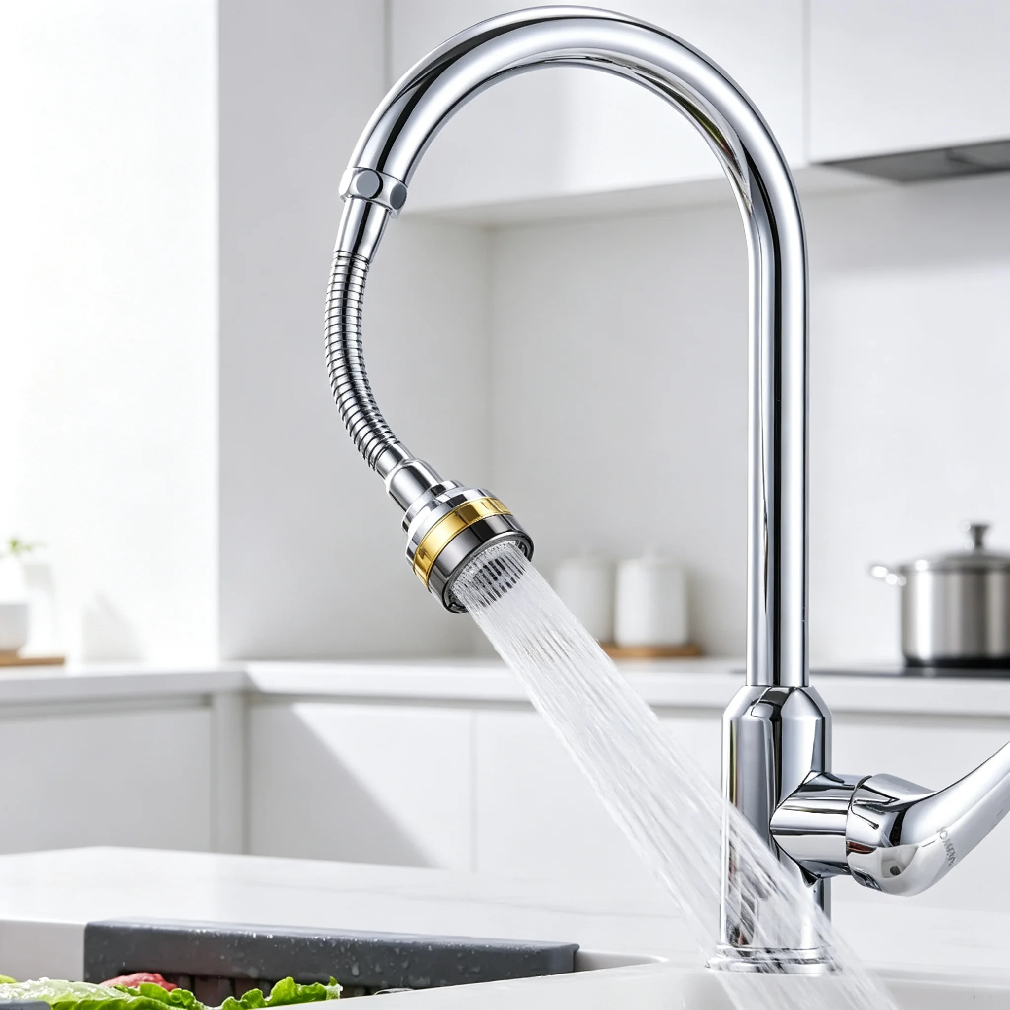 Kitchen Stainless Steel Faucet Sprinkler Water-saving Device Lengthening Rotating Splash Proof Sprinkler Spray Extender Bubbler