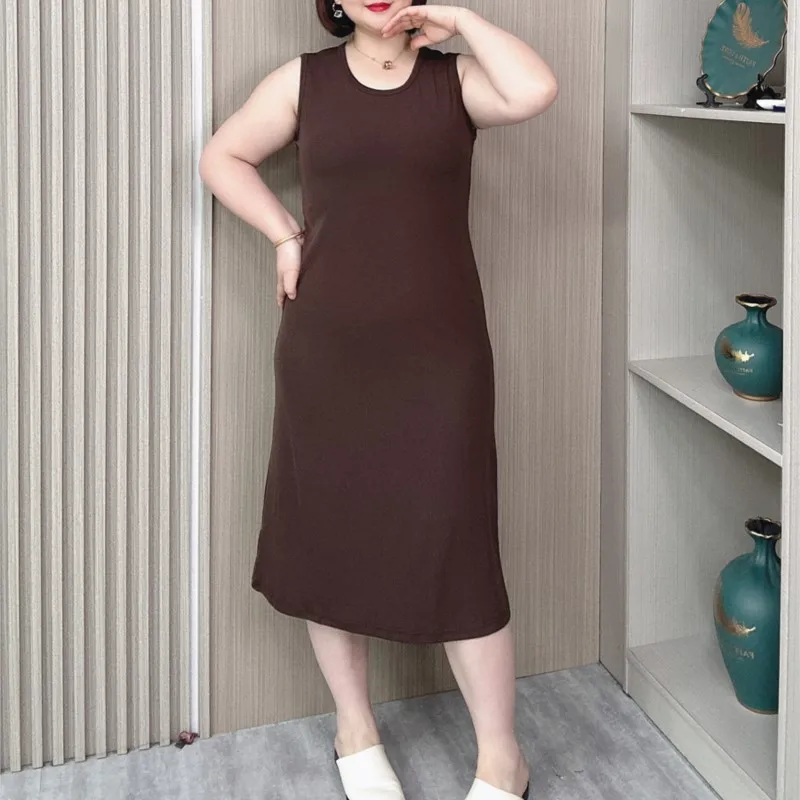 2024 New Summer Casual Sundress Women Plus Size allentato Slim di media lunghezza senza maniche Tank Dress