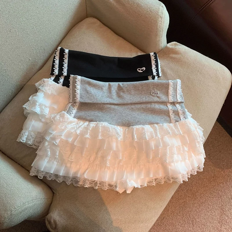 Minifalda de retazos de encaje para mujer, falda acampanada Y2K dulce de estilo pijo, falda ajustada Sexy que combina con todo, primavera