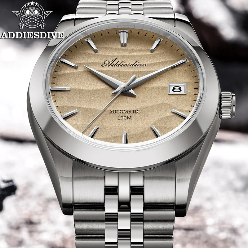 

ADDIESDIVE New Watch For Men Sapphire 39mm Automatic NH35 Mechanical Wristwatch 100m Diving 316L Stainless Steel Sand Dial Watch