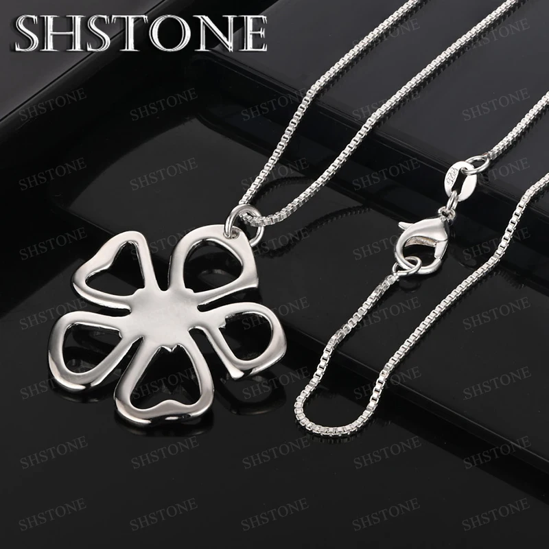 

Classics 925 Sterling Silver Flower Pendant Necklace 4 Chain Lady Romantic Engagement Wedding Party Pretty Jewelry Accessories