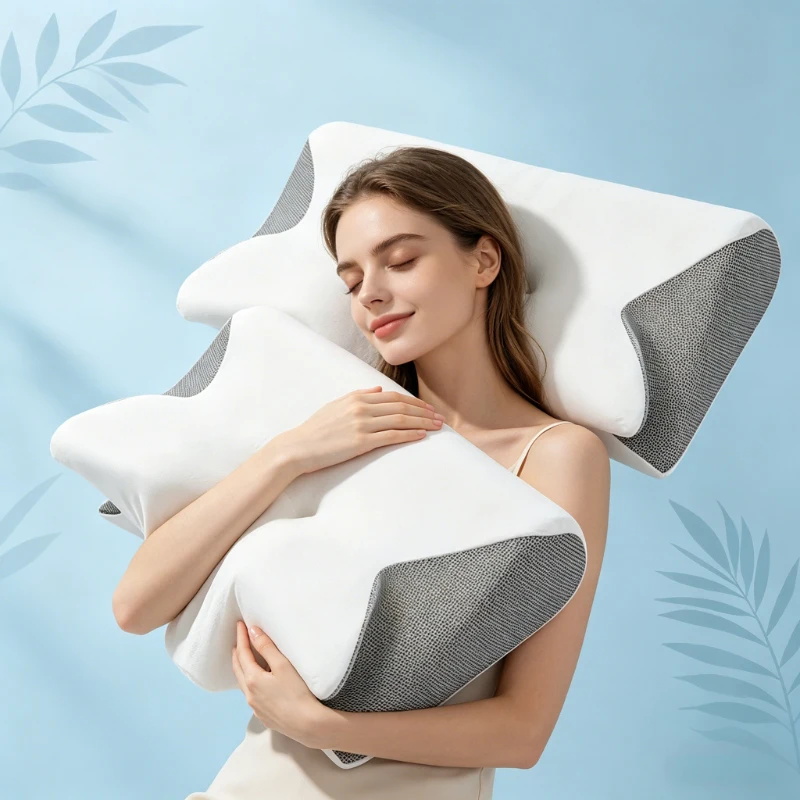 

Stitching Color Memory Foam Cervical Pillow, Ergonomic Contoured Orthopedic Pillow for Neck Relaxation & Versatile Support