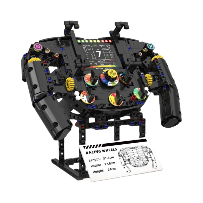 

K96217 Simulation Racing Car Steering Wheel Building Blocks Set Phone Stand Assembly Toys Desktop Ornament Kids Birthday Gift