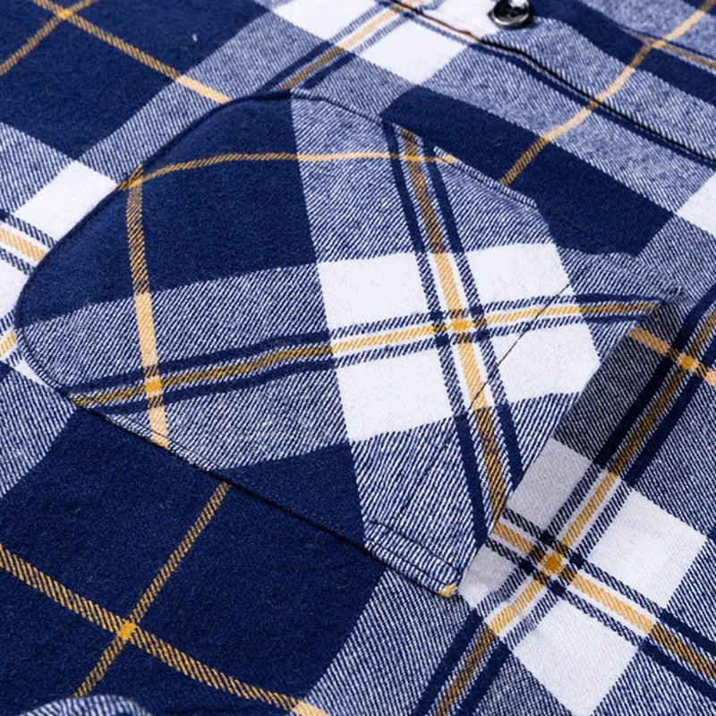 7XL Men's Shirts Long Sleeve Flannel Extra thick 100 Cotton Business Regular Fit Men's Plaid Flannel Shirts Long Sleeve