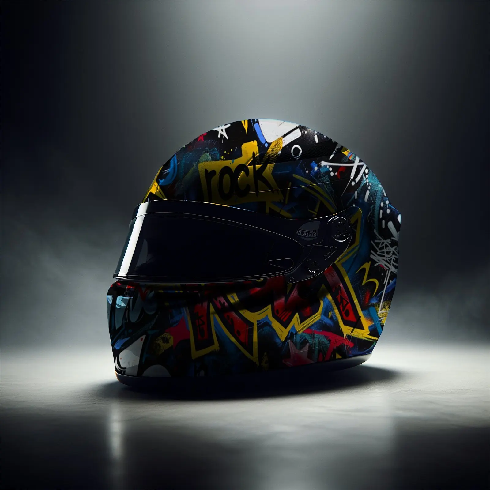 ديناميكية روك أزياء نمط خوذة لكامل الوجه الفينيل التفاف ملصق، مقاوم للماء مقاومة للخدش ذاتية اللصق PVC الشارات، الفنية #5