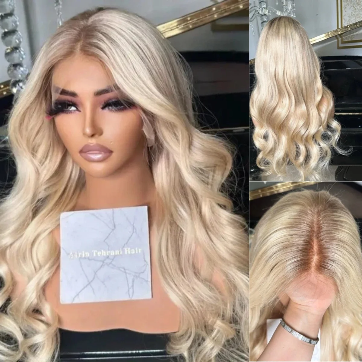

Heat Friendly Synthetic Wigs Light Blonde Long Body Wave Women's Wig Free Part Lace Top Wigs Fashion High Temperature Silk