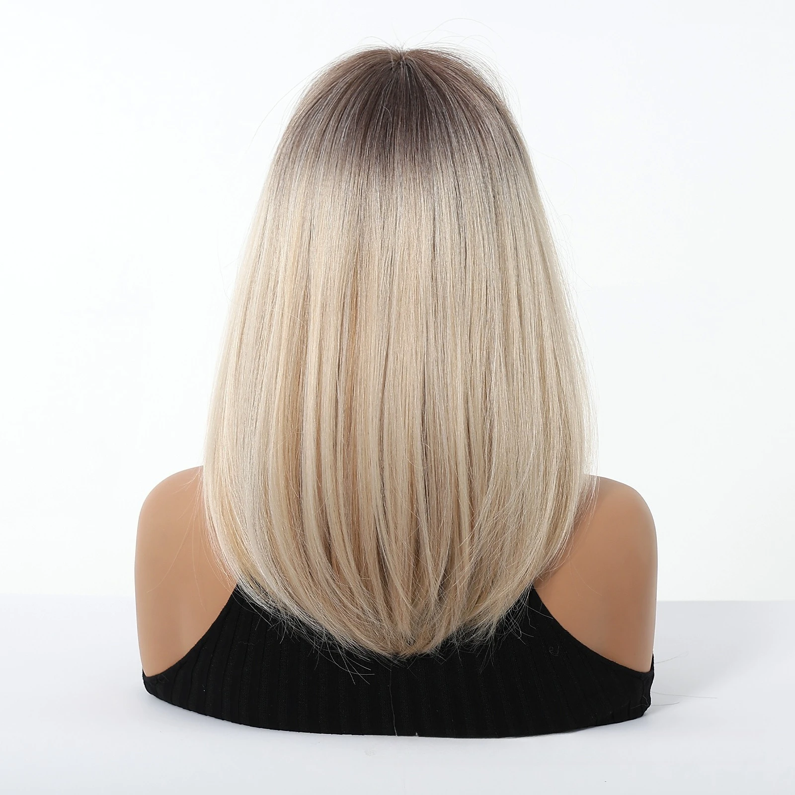 Summer Hot-selling Cool Synthetic Wig Women Full Head Cap Shoulder-length Gradient European and American Style Bob Full Head Wig