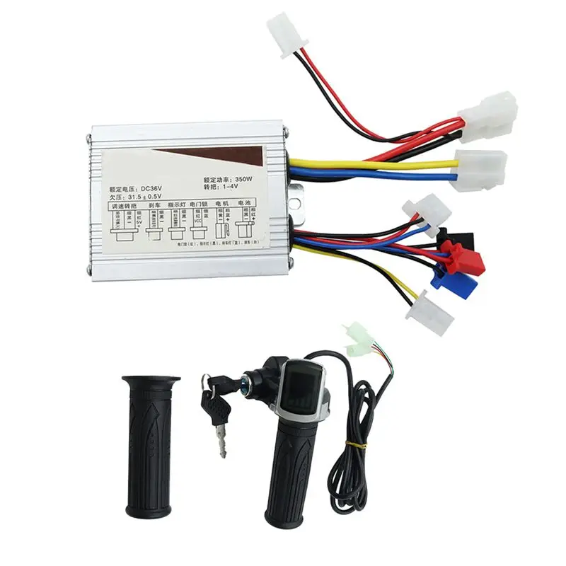 Compatible 36V 350W Electric Scooter Brushed Controller Motor+Throttle Twist Grip Kit for E-Bike Electric Scooter Bicycle