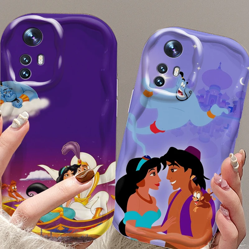 Disney Aladdin Cartoon For Xiaomi Mi 14 12 12T 11 Lite Poco M6 X6 X5 X4 X3 M3 F4 Pro GT NFC 5G Wave Oil TPU Phone Case