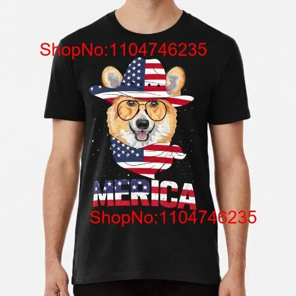 

Merica Cute Corgi American Flag Great Idea Premium T Shirt S 5XL vintage Washed Top For Everyday Wear graphic Breathable homme