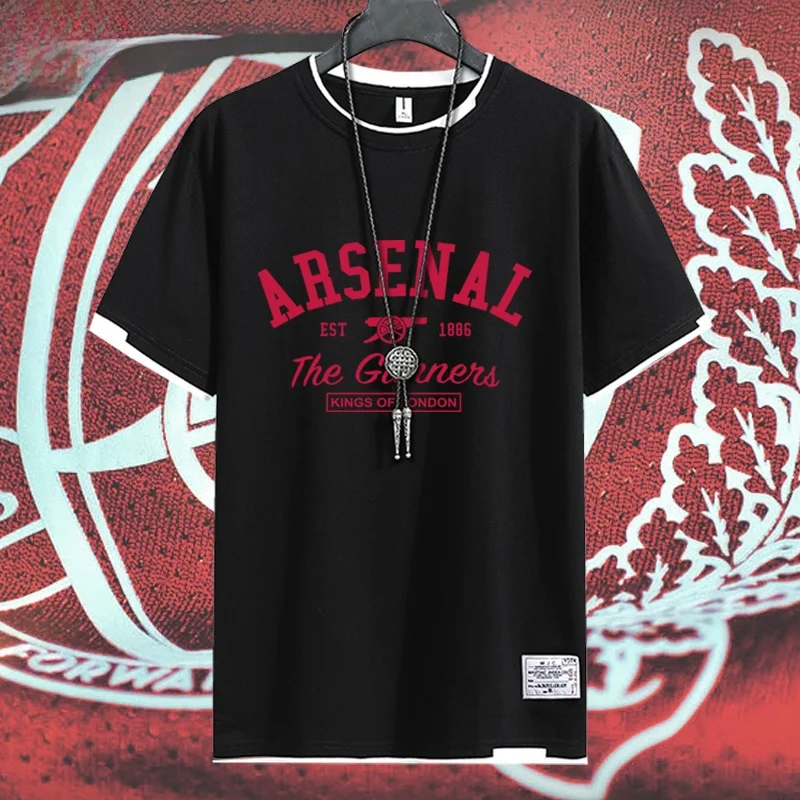 

Arsenal Fan Apparel ort Sve T-irt Cotton Sports f Sve round Ne Printed Youth Summer Faion Stand Fit T-irt