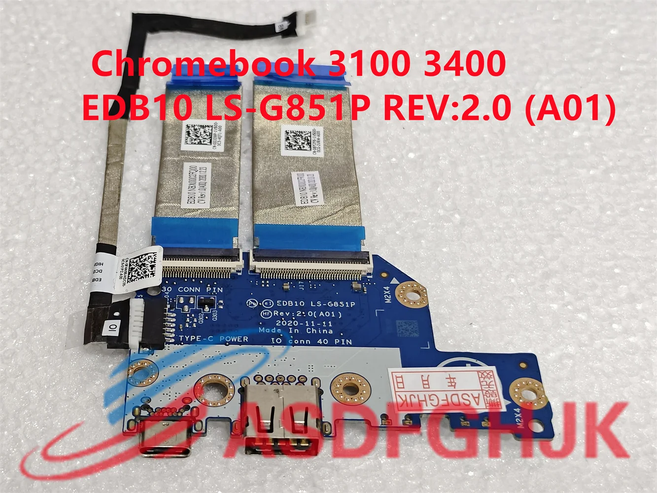 Original ls-g851p, rev: 2.0 (a01) para dell chromebook 3100 3400, ls-g851p, ls-g851p, com teste de cabo usb, 2020