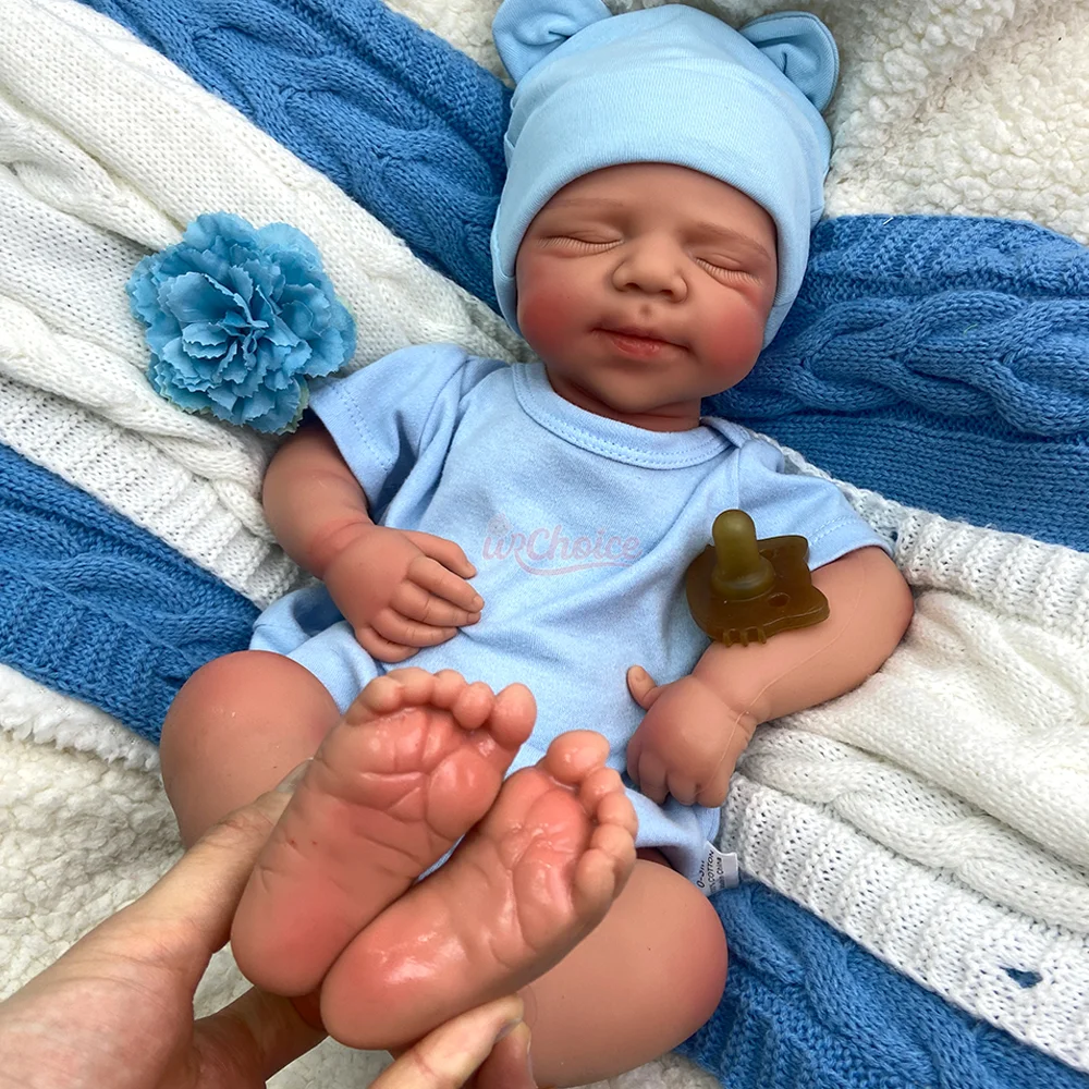 20-calowa lalka Reborn do spania, Pascale, w całości wykonana z silikonu, obciążona, miękka, noworodek dziewczynka/chłopiec dla artystów z widoczną teksturą skóry.