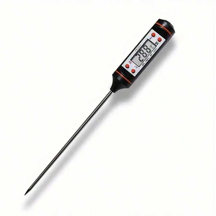 1 Stück digitales Lebensmittelthermometer mit Edelstahlsonde – Dual-Display für genaue Kochtemperatur, ideal zum Grillen, Backen