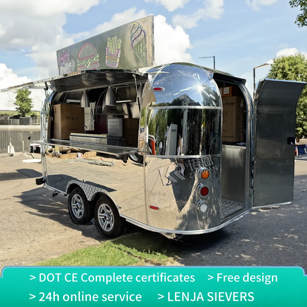 10 Feet Concession Ice Cream Coffee Cart Airstream Snack Drink Food Trailers Mobile Fast Food Truck With Full Kitchen Equipped N