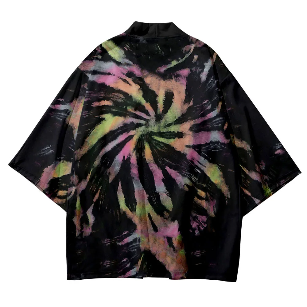 

Fashion Tie-dye Shirt Japanese Traditional Haori Women Men Beach Yukata Streetwear Cardigan Kimono Oversized Asian Clothing