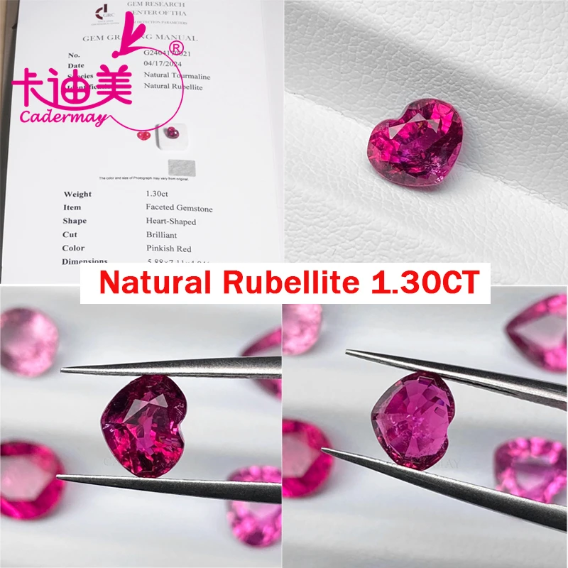 

Heart Shape Pinkish Red Real Natural Tourmaline Loose Stone With GRC Certificate Rubellite Gemstone For DIY Fine Jewelry Making