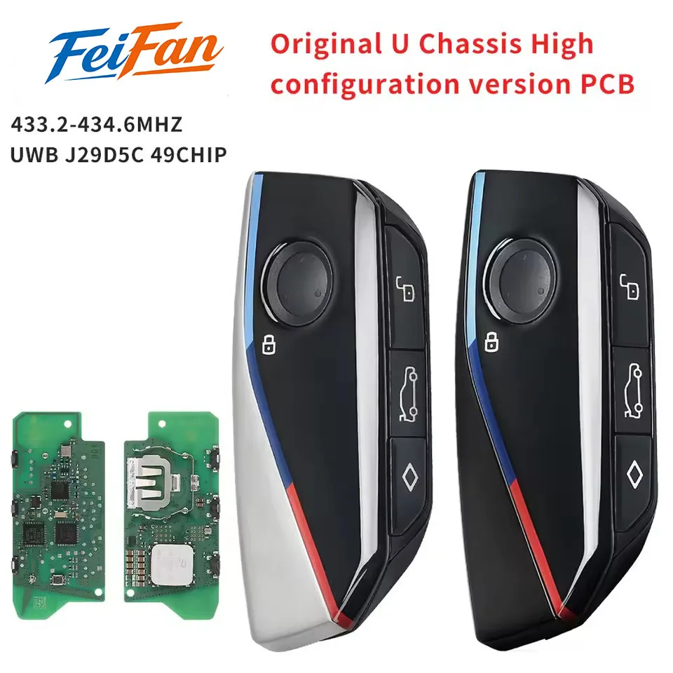

FeiFan OEM U Chassis PCB IYZBK1 UWB J29D5C 49CHIP 433MHZ Car Remote Key For BMW1 2 X1 X2 IX1 1X2 U06 U10 U11 U12 MINI Countryman