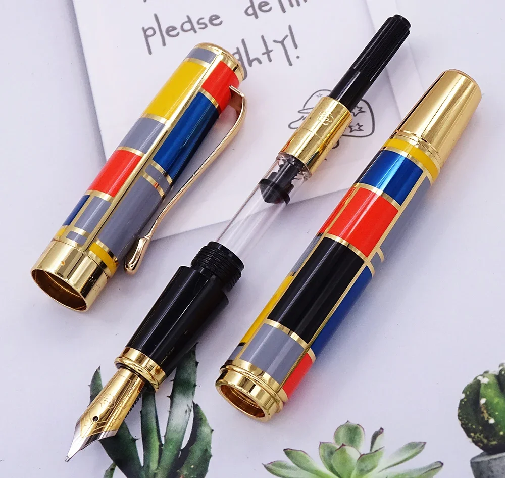 Hero 767 Fountain Pen with Golden Trim  Fashion Colored  Ink Pen Iridium Medium Nib Great for Gift Graduate Business Office