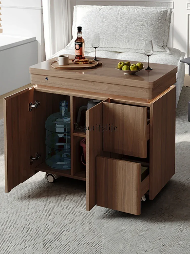 FG11Mobile tea cart kettle integrated light luxury modern high-end solid wood small tea table