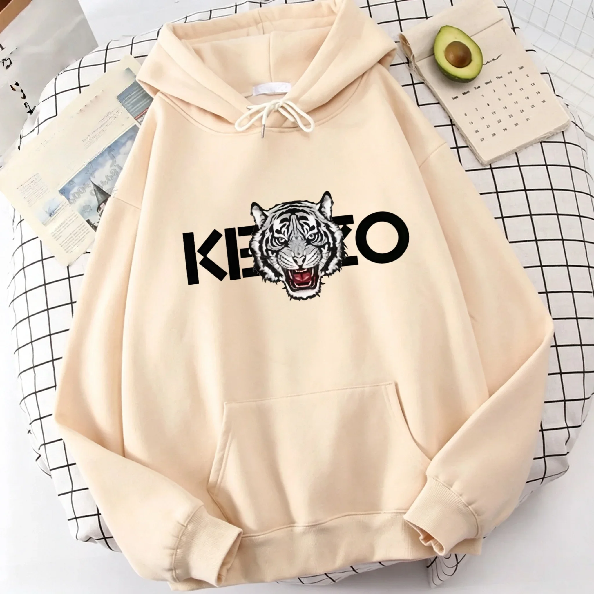 Sudadera con capucha para invierno y otoño, con estampado de cabeza de tigre. Camiseta de manga larga con capucha