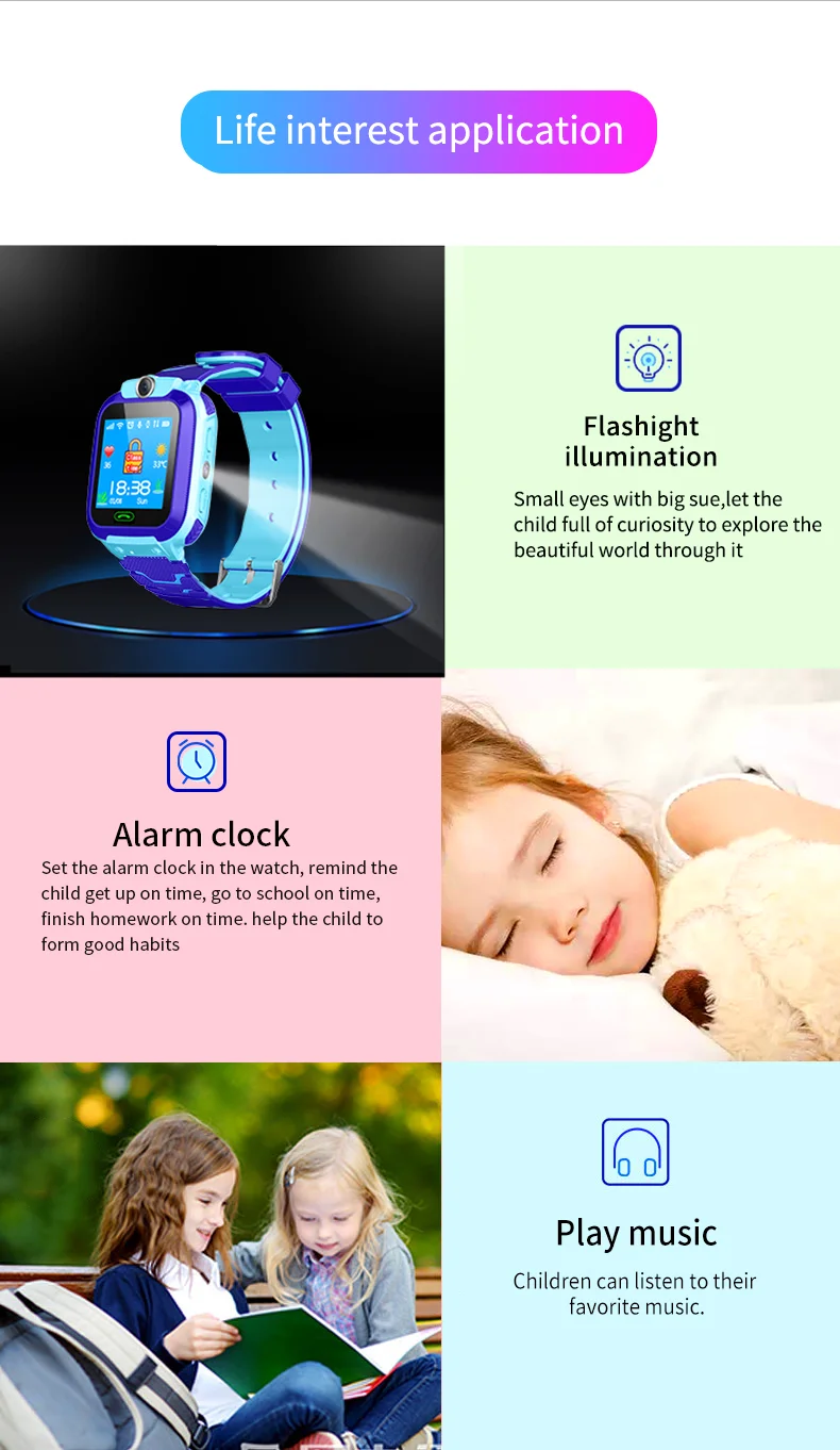 Kids Smart Watch for Children Real Time Positioning Sim Card SOS Phone Call Waterproof Video Call Safety Footprint Tracker Q12