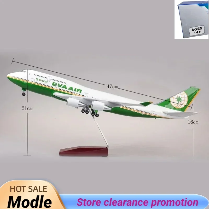 

Home Decor 47CM EVA Air Boeing B747 Airplane Model Aircraft 1/160 Scale Diecast Resin Light and Wheel Plane Gift Collection