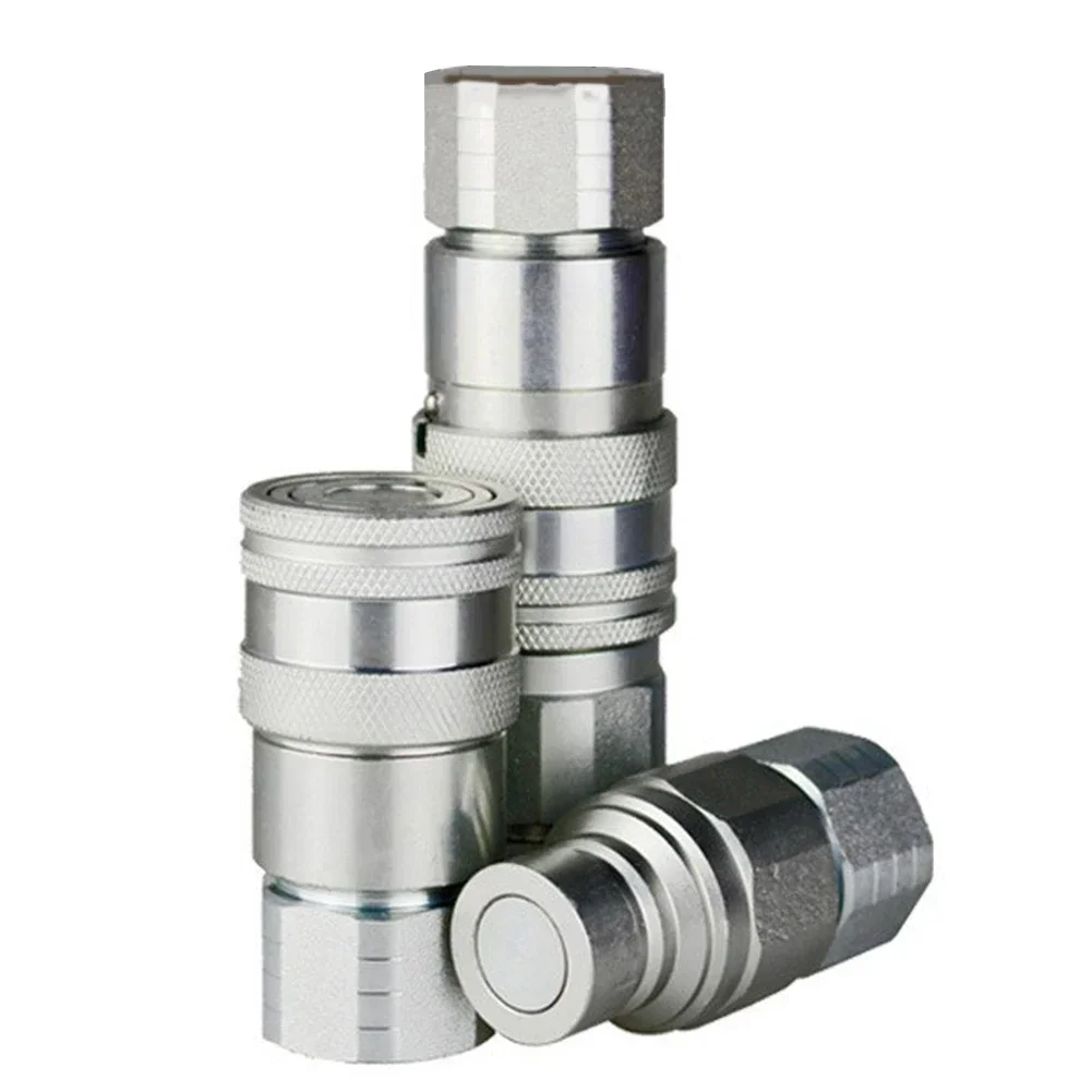 1/4 3/8 1/2 3/4 1 Flat Face Type Hydraulic Quick Coupling Quick Couple Socket With Valve Plug With Valve