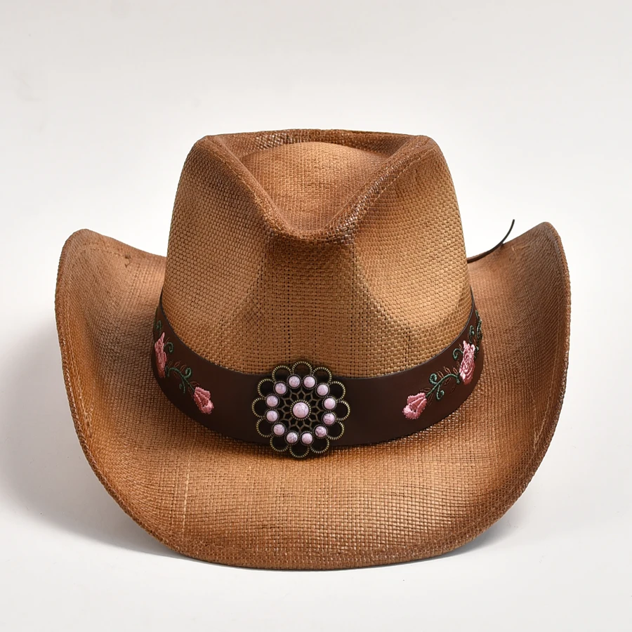 5298 Western Straw Cowboy Hat For Men And Women Beach Sun Jazz Cap Summer Straw Cowboy Cowgirl Hat for Men Women Western Hat  main image 4